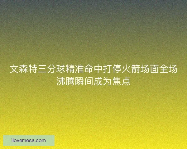 文森特三分球精准命中打停火箭场面全场沸腾瞬间成为焦点 文森特三分球精准命中打停火箭场面全场沸腾瞬间成为焦点